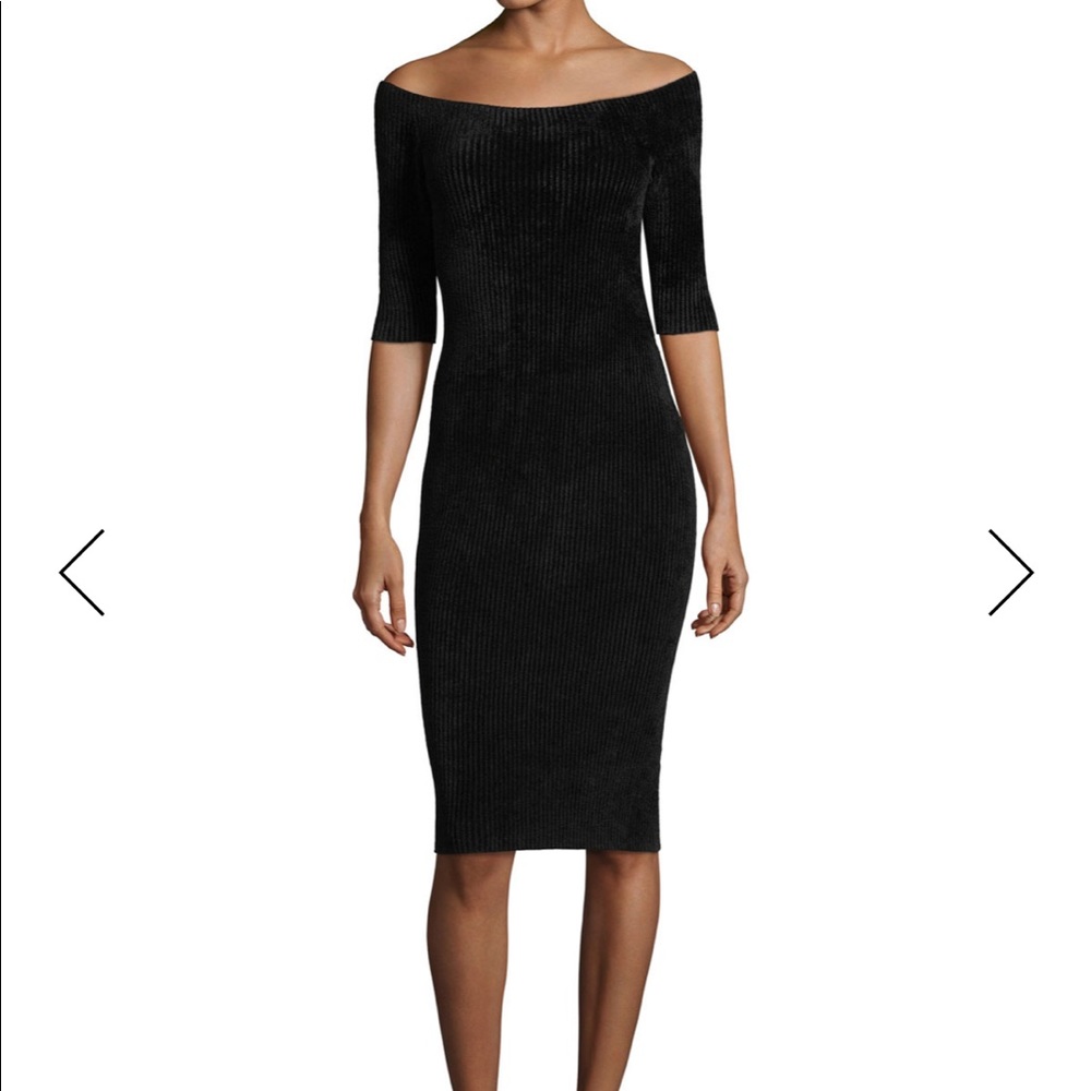 Helmut Lang Off-the-Shoulder Seamless Fitted rib Knit dress